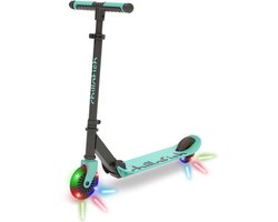 Chillafish Kinderstep jongens en meisjes vanaf 5 jaar met LED wielen - Blauw Groen﻿- Step met verstelbaar stuur en voetrem - Opvouwbaar en lichtgewicht met ABEC-5 wielen - Geen batterijen nodig - Model Flexxi Glow