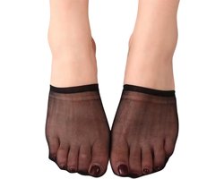 Dames Halve Sokken – Transparante Mesh Teentop, Onzichtbare No-Show Sokken, Enkel Sokken, Perfect Cadeau - Zwart