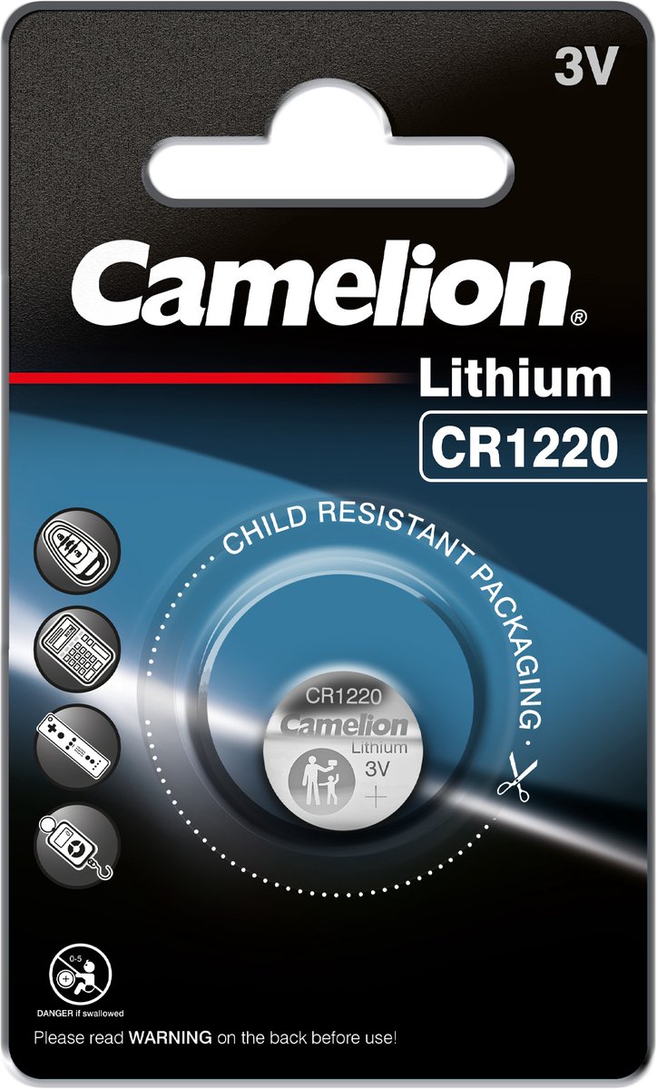 Camelion CR1220 Lithium Knoopcelbatterij – 3V – 38mAh – 1 Stuk