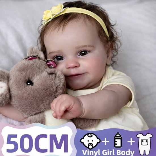 Poupée Reborn en Silicone à Corps Intégral 50 cm (20 pouces) – peau réaliste, nouveau-né fait main, cadeau idéal on