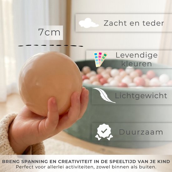 KiddyMoon Fluwelen Ballenbak voor baby Rond 90x30cm 200 ballen - Ballenbad Speelgoed - Bosgroen