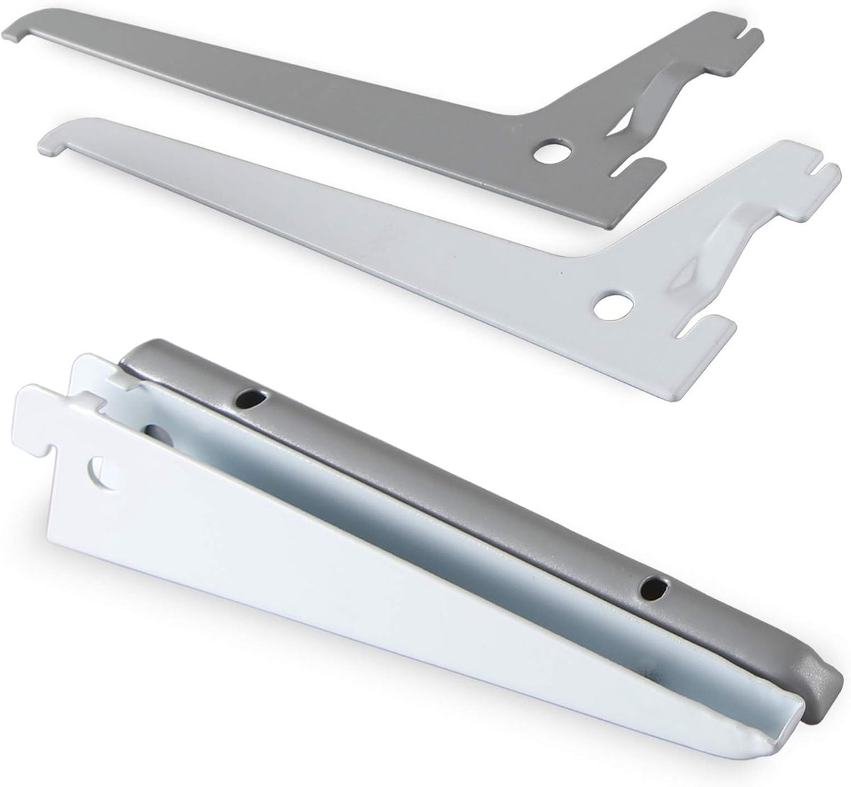 Wandsteunen Planken - Steunen Rekken - Opbergen Creëren - Robuust Metaal - 50 cm - Zilverkleurig