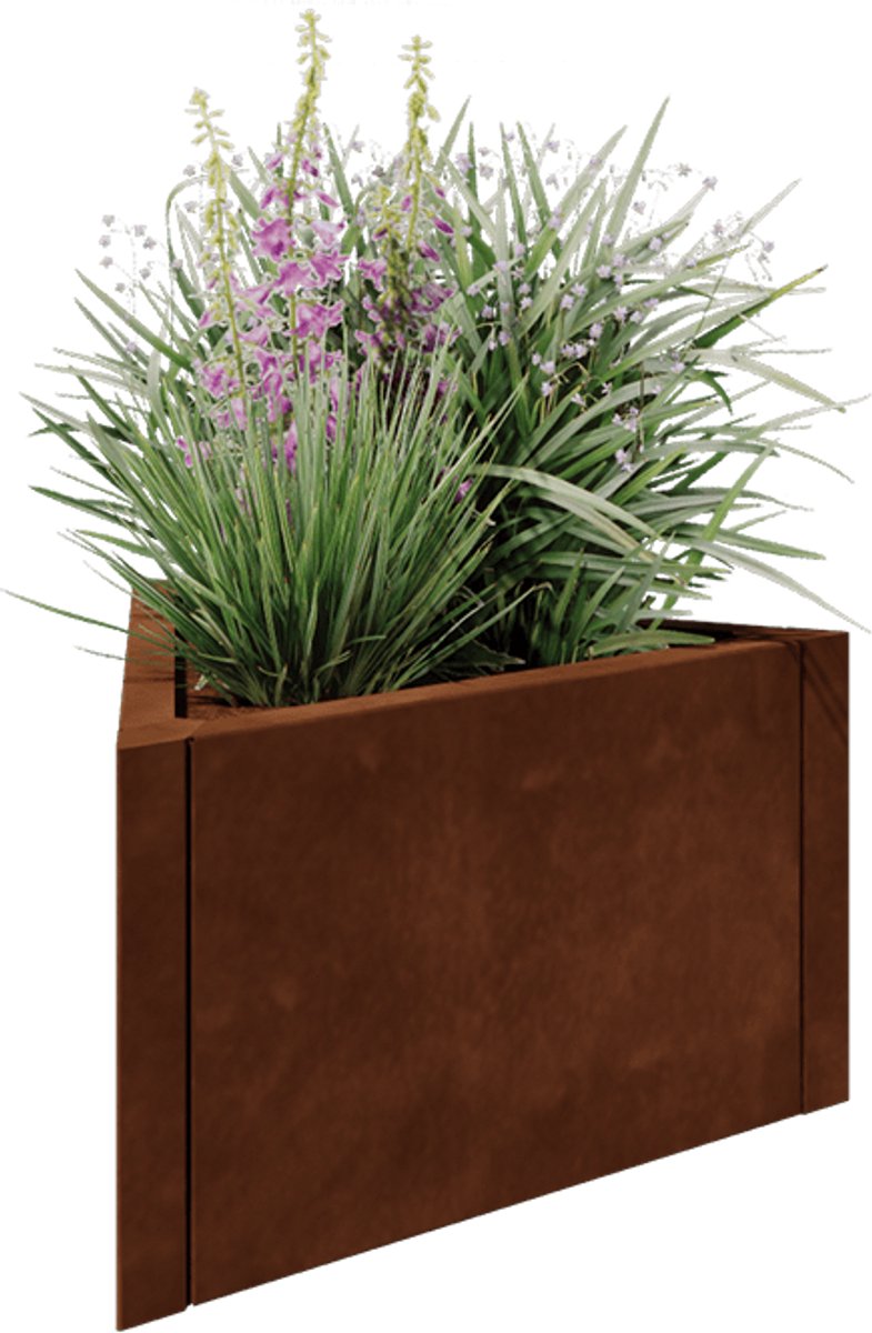 Cortenstaal plantenbak - Driehoek gelijkzijdig - 70,6x61x40cm - Roestkleur - MySteel