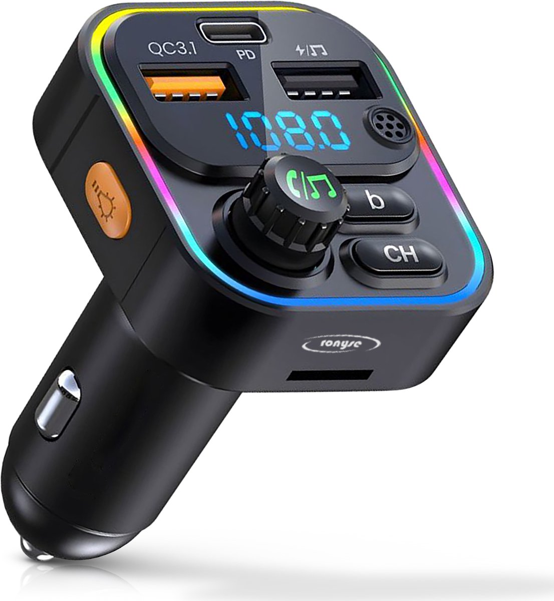 Bluetooth Transmitter - Carkit - Fm Transmitter - Autolader - USB-C Adapter 22.5W - Bluetooth 5.3 - USB Adapter - SD Kaart - Oplader