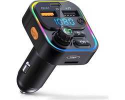 Fm Transmitter Bluetooth - Carkit - Autolader - USB-C Adapter 22.5W - Bluetooth 5.3 - USB Adapter - SD Kaart - Oplader