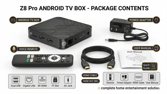 Android TV Box Z8 Pro 4K Ultra HD – Dual Band WiFi – Smart TV Box met ...