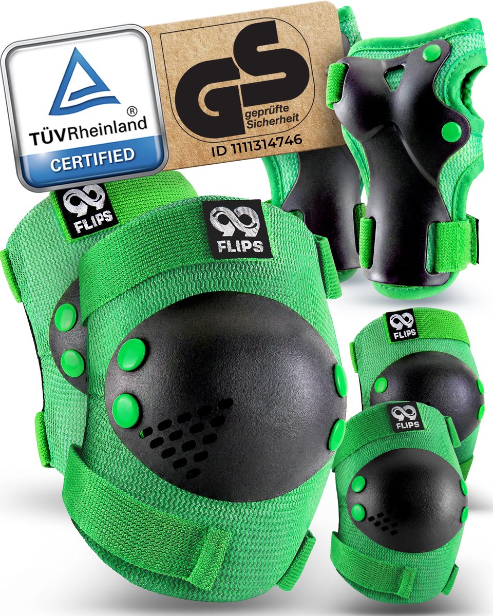 Skate Kniebeschermer Set Bescherming Kinderen Knee en Elbow Bescherming Skaten Protection Beschermset Groen