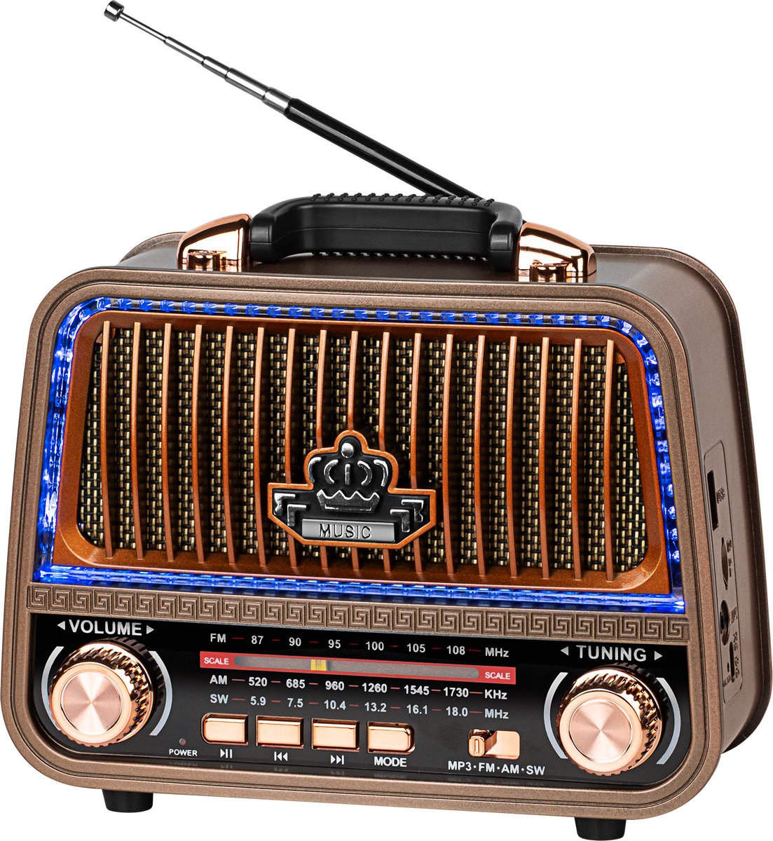Krüger&Matz KM 833 - Draagbare Radio - Retro Design - Bluetooth - Telescoopantenne