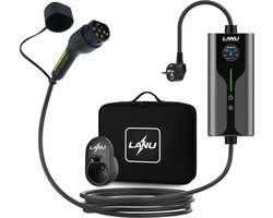 Mobiele thuislader Type 2 - 6 meter - IP65 Waterdicht - opladen vanaf stopcontact EU - 6A/16A - 1 Fase - laden uitstellen functie - Inclusief draagtas