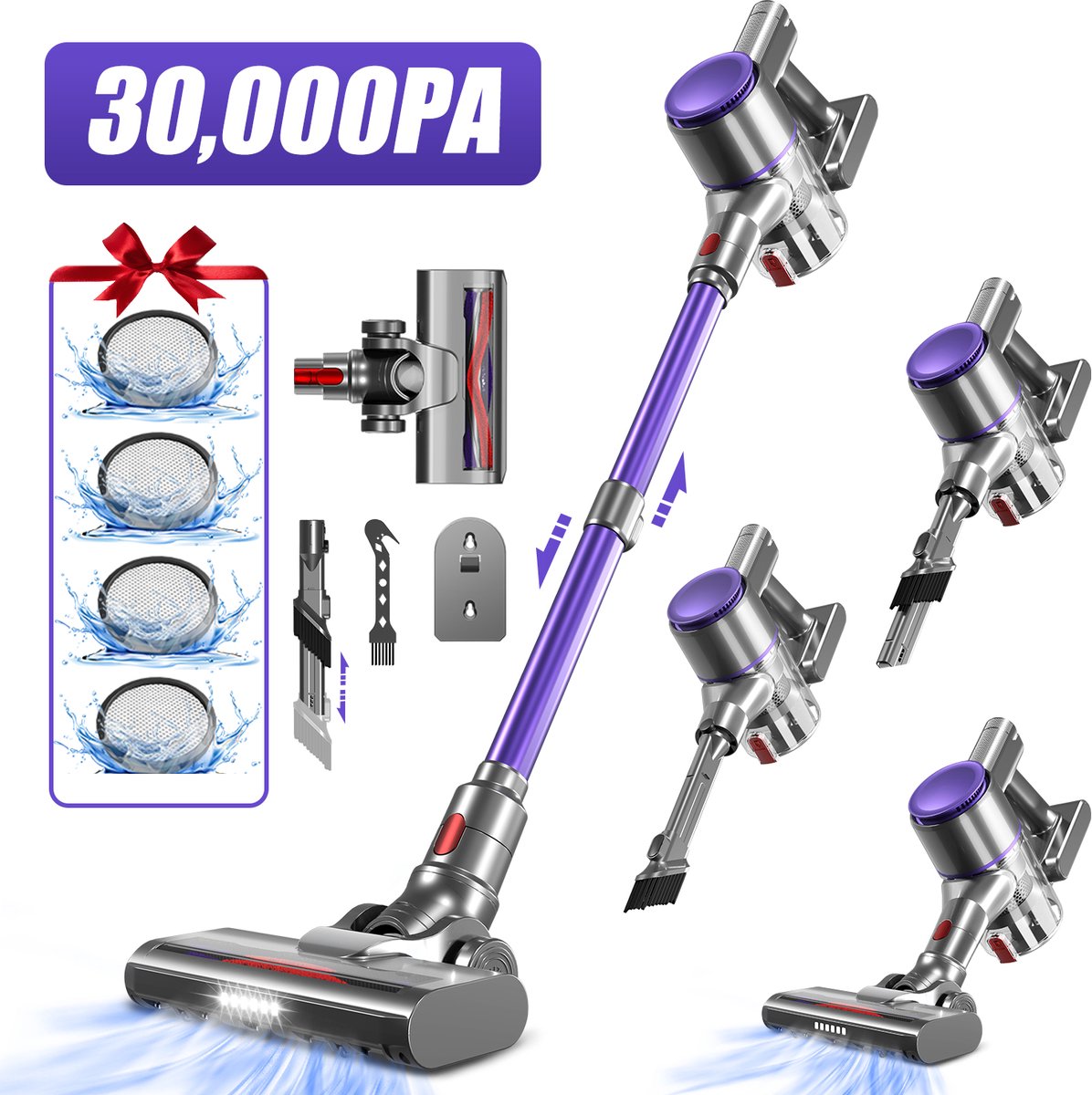 Authmic Draadloze Steelstofzuiger 30000Pa met Extra Borstel - Suzhou Shiny Home Appliance Co.,Ltd - €229,99