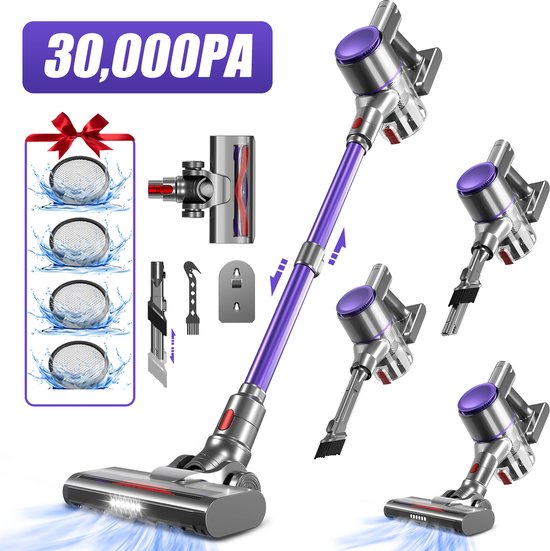Authmic Draadloze Steelstofzuiger 30000Pa met Extra Borstel - Suzhou Shiny Home Appliance Co.,Ltd - €229,99