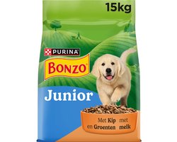 Bonzo Droog Junior - Hondenvoer Droogvoer - Kip Groenten & Melk - 15 kg