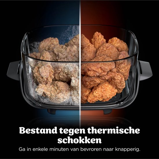 Bevroren en knapperige kipnuggets in een glazen schaal.