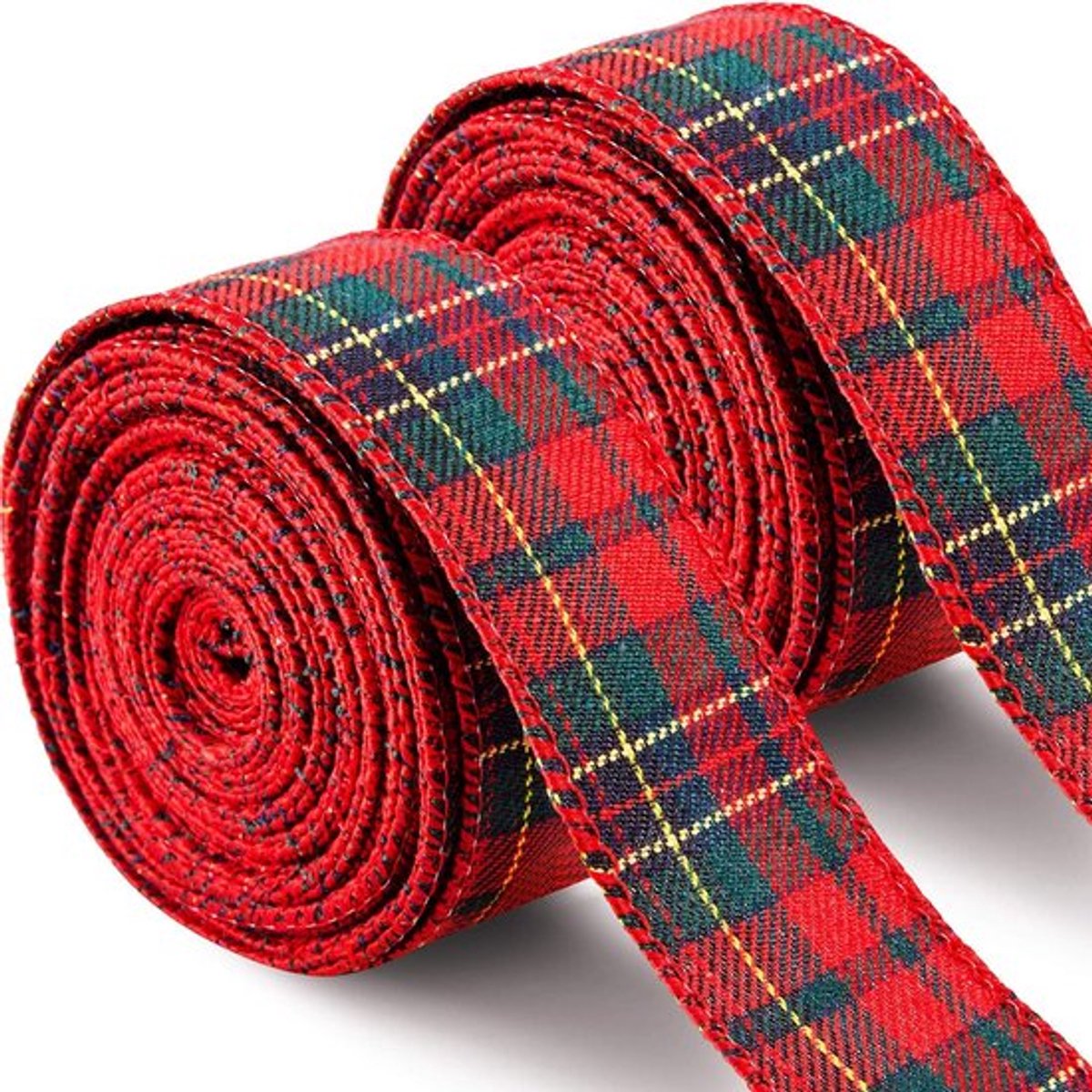 Kerst geruit lint - Jute lint met draadrand - Gemakkelijk te buigen - Rood en groen geruit lint - Voor kerstboomversiering - DIY - Bloemenstrikken - Knutselen - 5 cm * 6 m