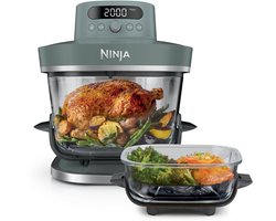 Ninja CRISPi PRO 7-in-1 Glazen Airfryer met 7 functies - Airfryen, Bakken, Braden, Rijzen, Drogen. Max Crisp en Opnieuw krokant maken - 2.3 liter en 5.7 liter glazen schaal - PFAS vrij koken - Grijsgroen - AS101EUGY