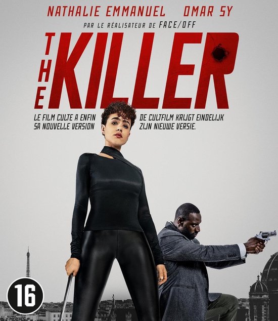 Poster The Killer met Nathalie Emmanuel in zwarte kleding en Omar Sy met een pistool.
