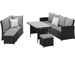 SVITA Monroe tuin loungeset - polyrattan zitgroep tuin Zwart