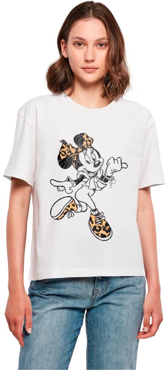 Merchcode Minnie Mouse - Leo Dames Tshirt - 4XL - Wit
