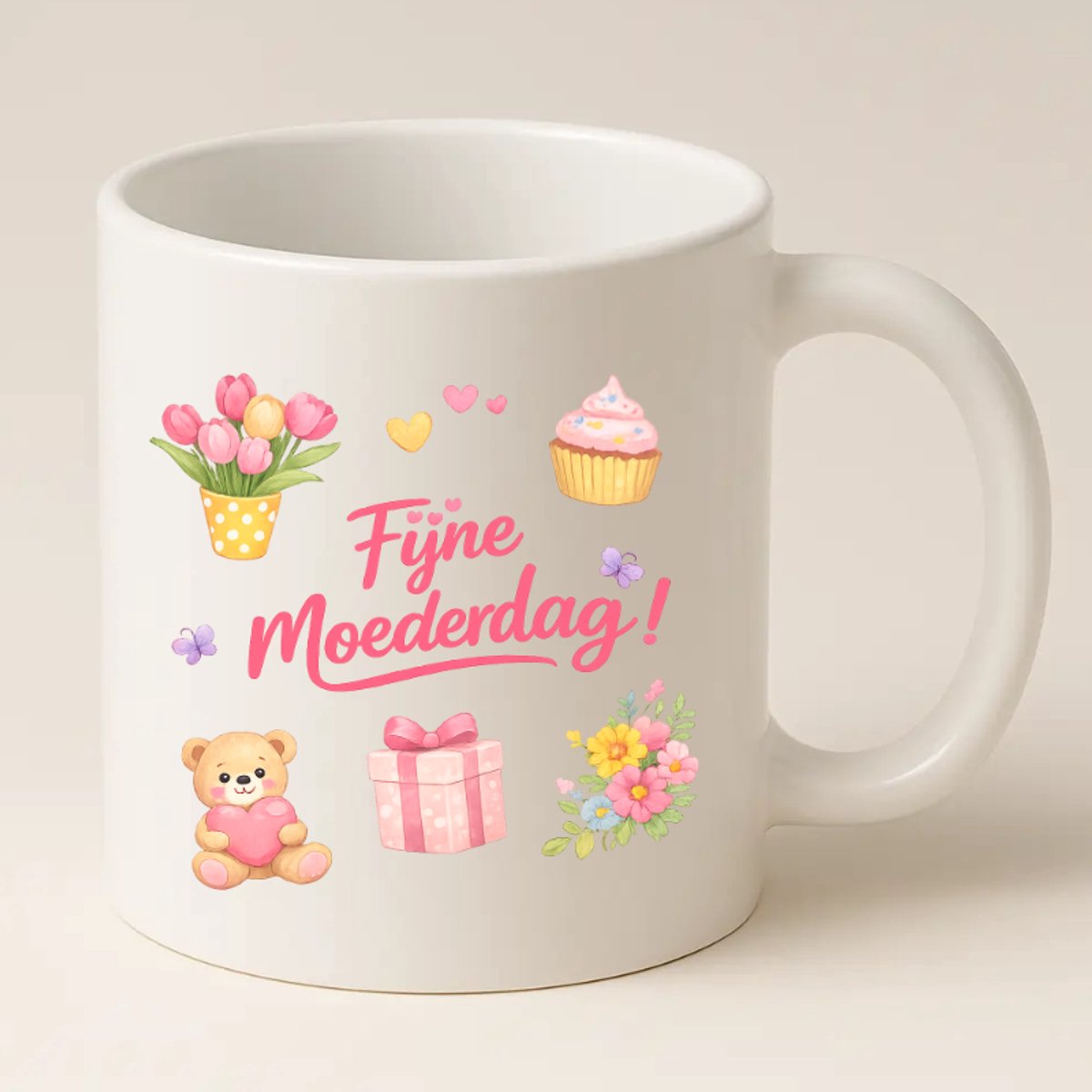 Fijne Moederdag Mok (Wit) - Cadeau voor Moederdag - Mama Cadeau - Moederdag Geschenk
