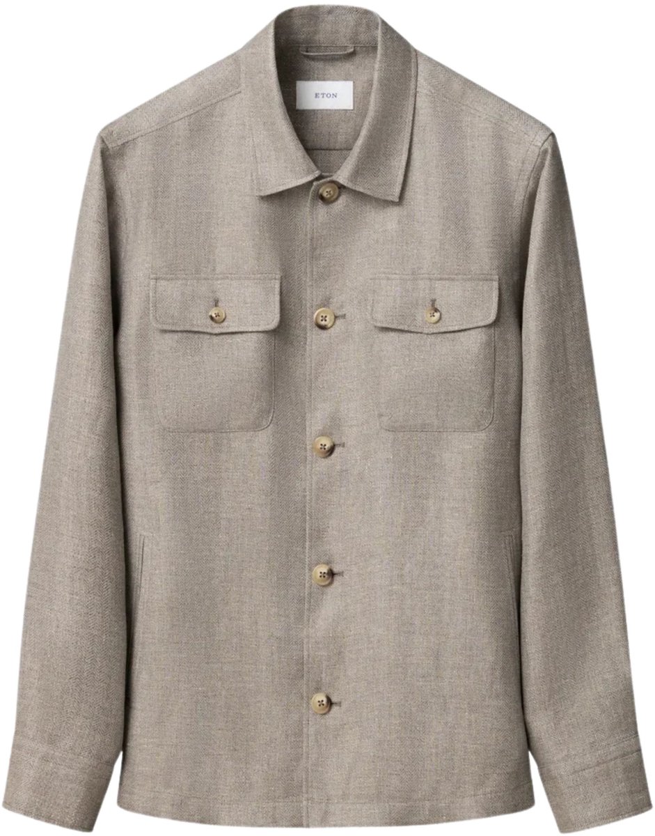 Eton - Vest Beige Eton Four Pocket Linen Lyocell Shirt Jacket Overshirts Beige 100014699