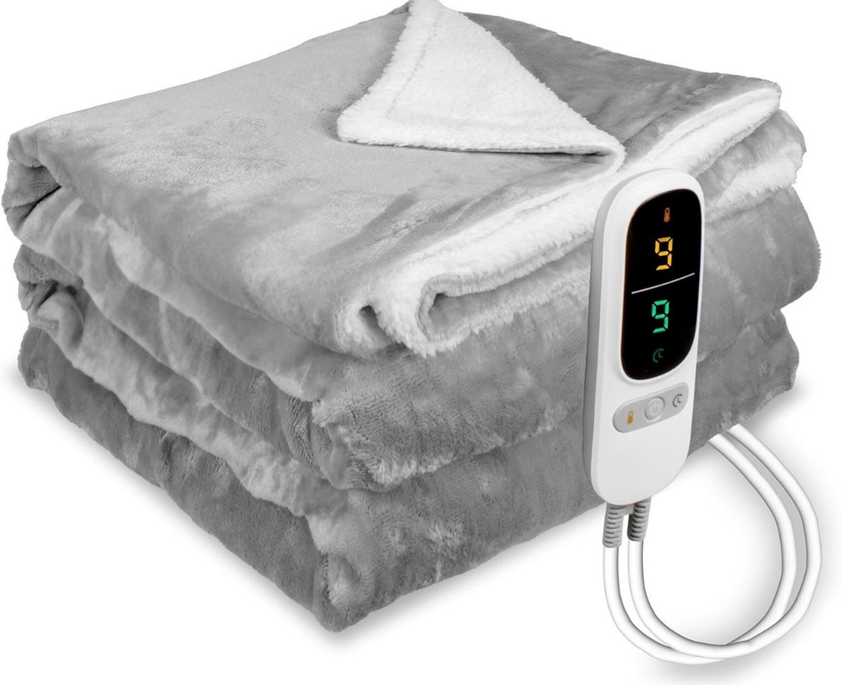 RONN® Elektrische Deken 2 Persoons - Elektrische Deken - Deken - Grijs - 200cm x 180cm x 2cm
