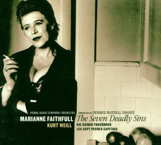 Albumhoes "The Seven Deadly Sins" met Marianne Faithfull, "Die Sieben Todsünden" door Kurt Weill.