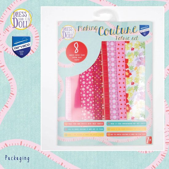 Kleed je pop - Stoffen set - Creatief knutselen - Polyester materiaal - 31 x 24 x 1 cm - Meerkleurig — afbeelding 3