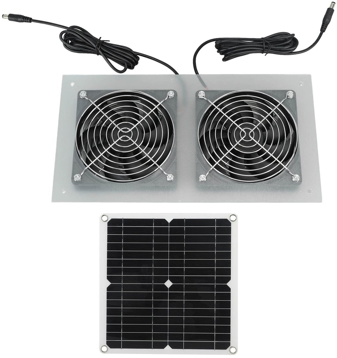 Zonnepaneel Ventilator - Waterdicht en Energiezuinig - 15W Dubbele Ventilatorset