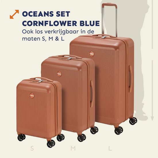 Princess Traveller Oceans kofferset 3 delig (S/M/L) – Mocha Mousse – Lichtgewicht koffers – 191L – GRS gecertificeerd