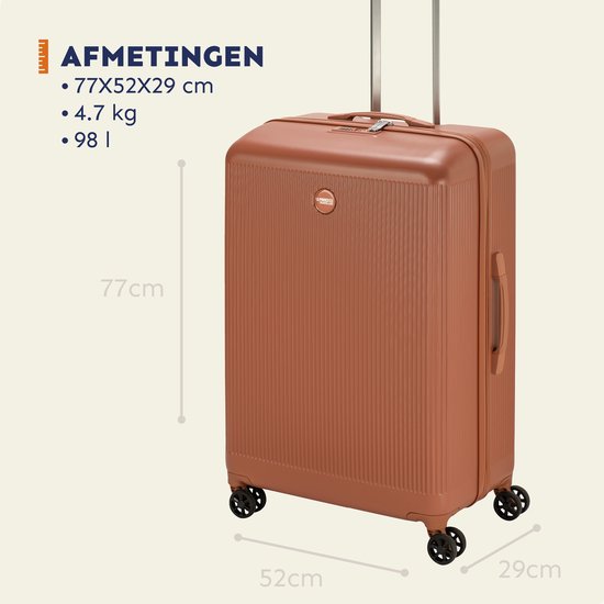 Princess Traveller Oceans – Grote Reiskoffer – Mocha Mousse – TSA-Slot – 98L koffer – 77x52x29 cm – GRS gecertificeerd