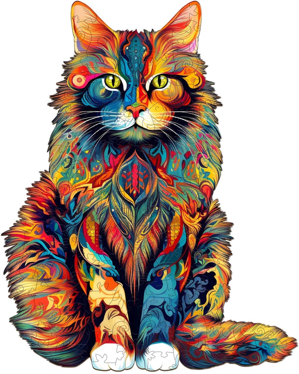 Kraftverdia Puzzel 450 Stukjes Volwassenen - Legpuzzel Houten Kat - Moeilijke Legpuzzel voor Volwassenen