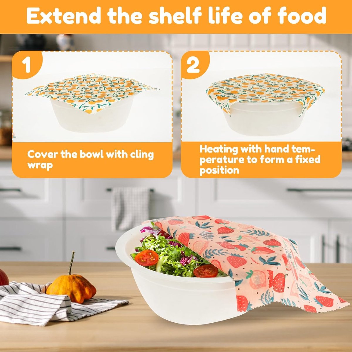 Bijenwas Doeken - 9 Stuks Bijenwas Wraps voor Voedsel - Plastic-Free Alternative to Cling Film - Herbruikbaar - Milieuvriendelijk Duurzaam Voedsel Wraps - voor Vershouding, Broodgisting en Opslag - Organic Beeswax Food Wraps Set — cadeau in Kookcadeaus - foto 2