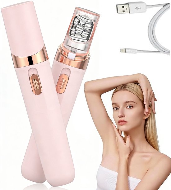 Ontharingsapparaat - Luxe Gezichtsepilator - Draadloze Epilator voor Gezicht - Epileerapparaat - Elektrische Gezichtstrimmer - Geschikt voor gezicht, wenkbrauwen, lippen, kin, armen en oksels - USB oplaadbaar - Pijnloze ontharing - Unisex - Roze