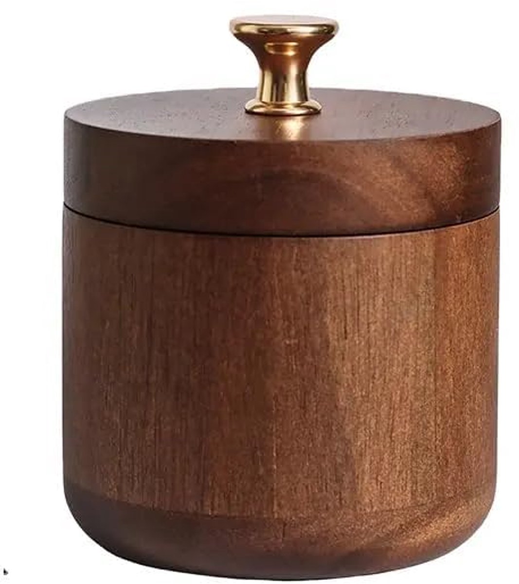 Houten Asbak met Deksel - Winddicht & Geurdicht, Massief Hout/RVS (10x12cm)-asbak voor buiten-Belle's product