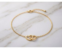 Lundholm luxe Armband Dames goud kleurig Hartjes - Liefde Armband Sieraad Cadeau Moederdag - Premium Stainless Steel Jewellery - love bracelet - gouden Schakelarmband - My Alice Serie - in luxe Geschenkverpakking - Vrouwen Cadeautjes