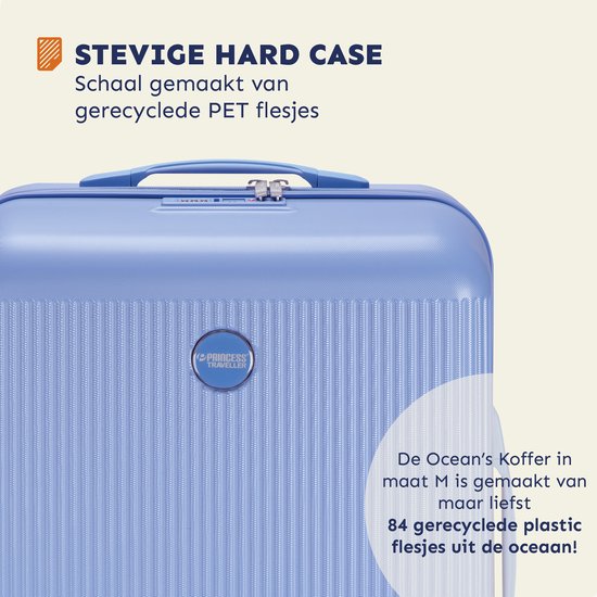 Princess Traveller Oceans middelgrote koffer 67 cm – Cornflower Blue – Gerecycled PET – GRS gecertificeerd