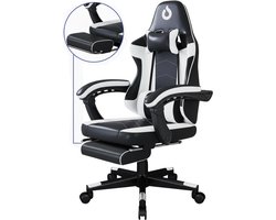 Stane Verstelbare Ergonomische Gamestoel met Voetsteun - Bureaustoel Gaming chair - Game Stoel Zwart/Wit
