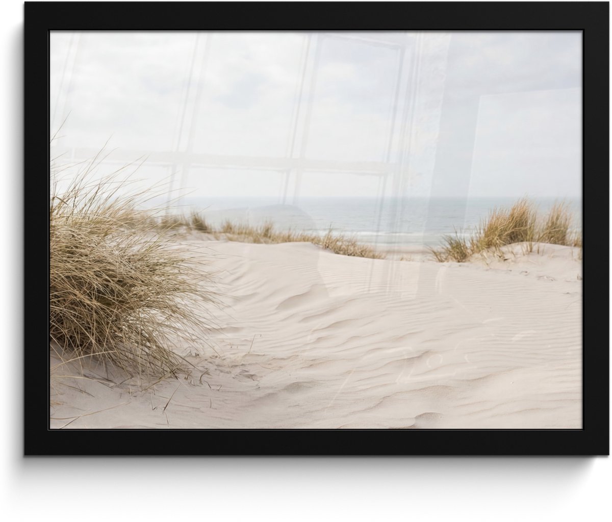 FrameYourWall Poster in lijst - Fotolijst 40x30 cm - Posters - Wolken - Duinlandschap - Zand - Posterlijst zwart - Decoratie - Wanddecoratie woonkamer - Muurdecoratie slaapkamer