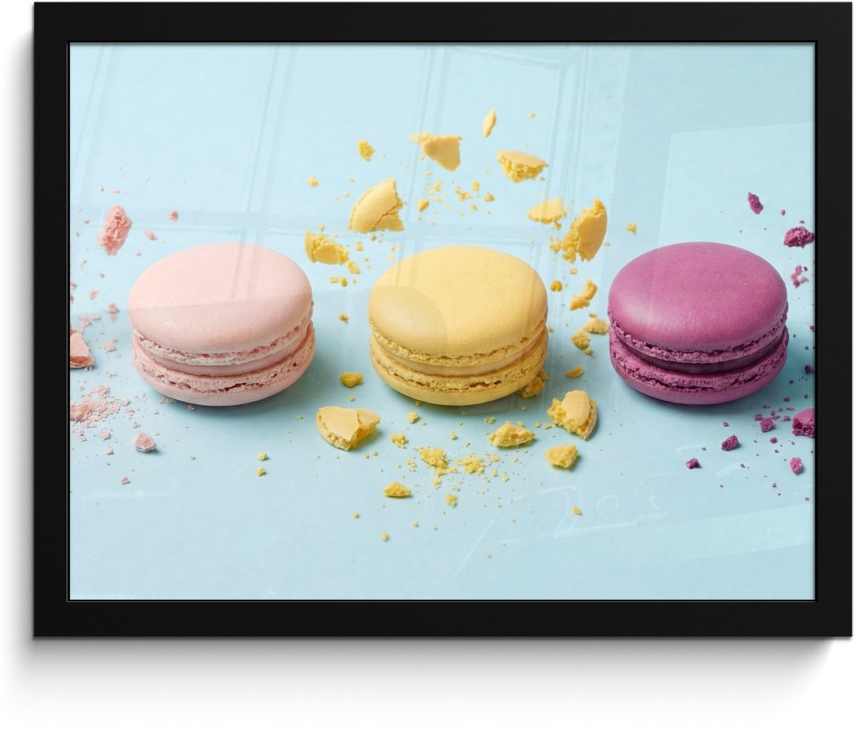 FrameYourWall Poster in lijst - Fotolijst 40x30 cm - Posters - Macarons - Kleurrijk - Pastel - Posterlijst zwart - Decoratie - Wanddecoratie woonkamer - Muurdecoratie slaapkamer