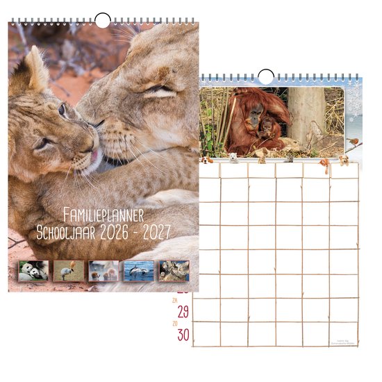 Familie Planner "Dieren" Schooljaar 2026-2027, ook gepersonaliseerd verkrijgbaar, zie familieplanner bol.com