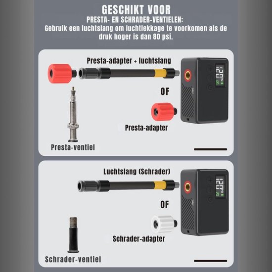 RONN® Fietspomp met Drukmeter - Fietspomp Klein - Fietspomp Handmatig - Zwart - 5cm x 3cm x 7cm — afbeelding 5