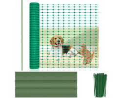 Omheiningsnet 30m x 1m - bouwheknet - 30 grondpennen en 100 kabelbinders - groen