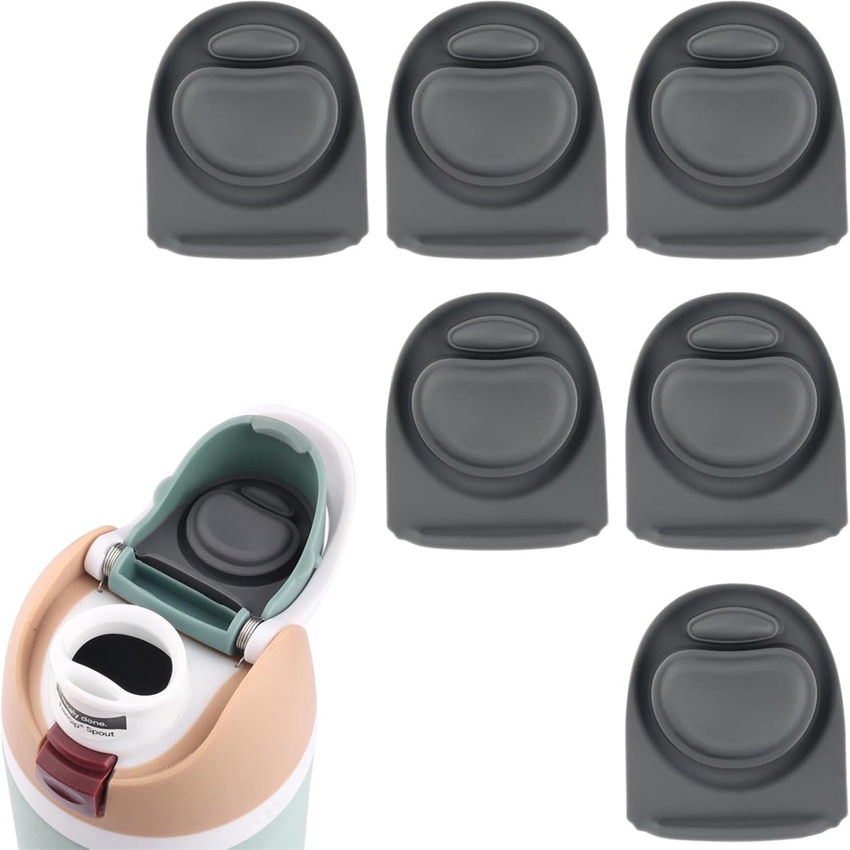 QTTVBTNA -Replacement Seal - Silicone Gasket - Bottle Cap O-Ring - Leak-Proof - Dishwasher Safe - Food-Grade Silicone - 6 Pieces