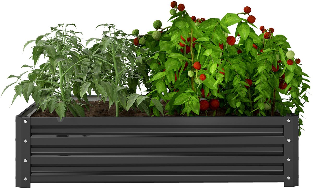 Killogood Tuinplantenbak vierkant gegalvaniseerd staal 120 x 120 x 30 cm grijs