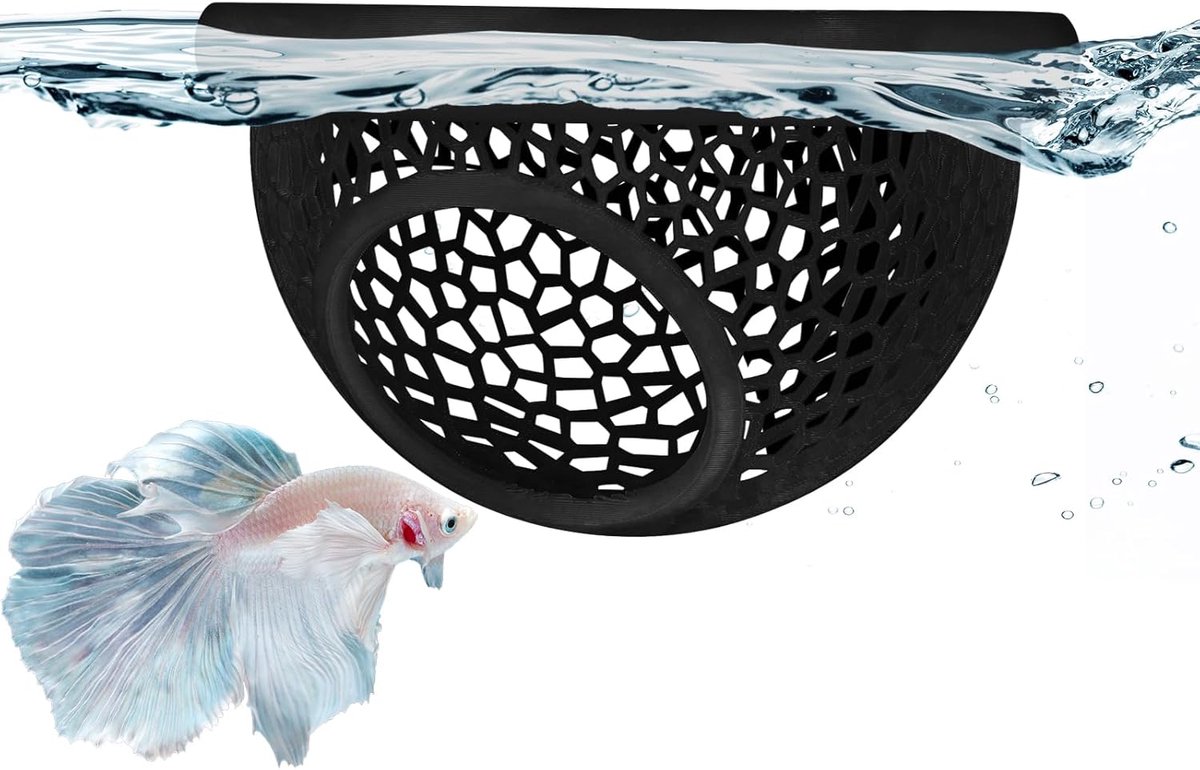 QTTVBTNA -Betta Tunnel - Aquarium Schuilplaats -Vistunnel Verstopplaats - 3D-Geprinte Drijvende Schuilplaats Voor Bettas En Garnalen -Ring - Niet-Toxisch PLA - Veilige Afmetingen Voor Kleine Bodemvissen - 1 Stuk - Wit
