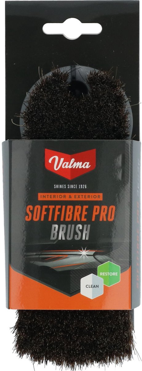 Valma Softfibre Pro Borstel - Zachte paardenhaarborstel - Veilig reinigen van leer, vinyl, textiel en cabriokappen - Verwijdert vuil zonder te krassen