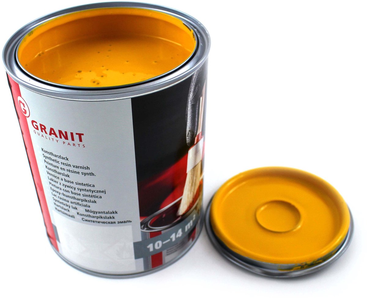 Granit Nopolux Serie - Gele Waarschuwingslak - 1 l - RAL 1003 - Synthetische Hars