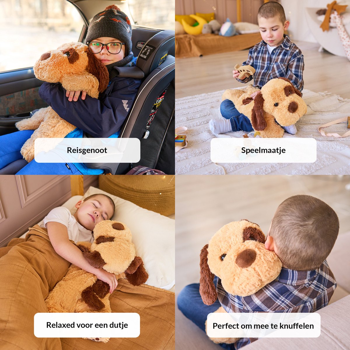 Verzwaringsknuffel Hond 2,3 KG - Weighted Stuffed Animal - Verzwaringsknuffel Volwassenen - Verzwarings Knuffel - Antistress Knuffel - Verzwaringsknuffel Kind Therapeutisch Speelgoed, Machinewasbaar - Ideaal voor Stressverlichting en Focus — afbeelding 5