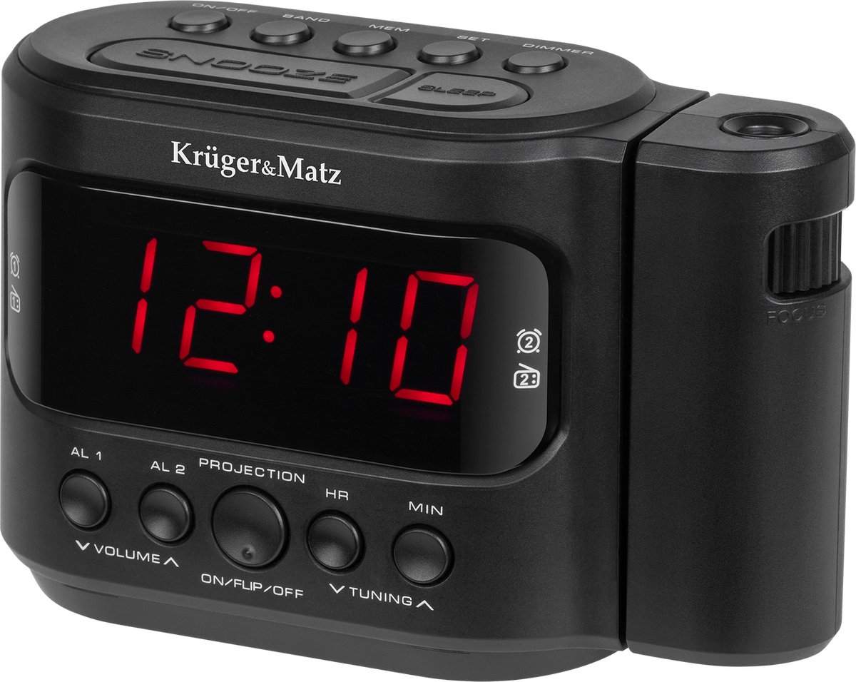 Krüger&Matz KM 827 - Wekkerradio - AM/FM - Timer - Snooze - LED