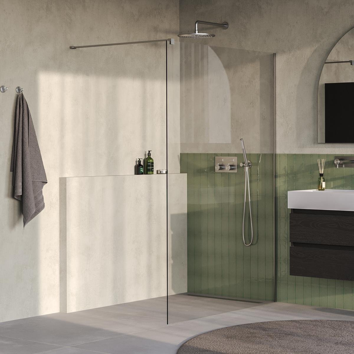 Brauer Oblivion - Inloopdouche - Helder Glas - 130 x 200 cm - incl. Glascoating - PVD RVS-Kleurig Geborsteld